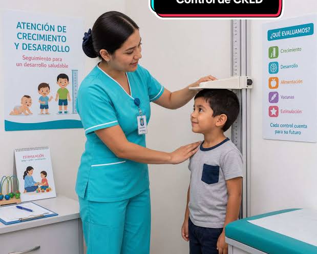 Niño durante evaluación talla en el control CRED